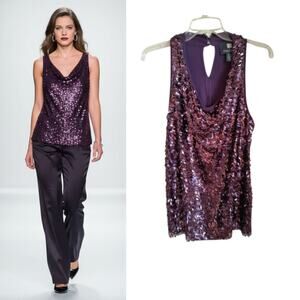 DS by Debbie Shuchat Sequin Tank Top Women's Size M Purple Sleeveless Party Cami